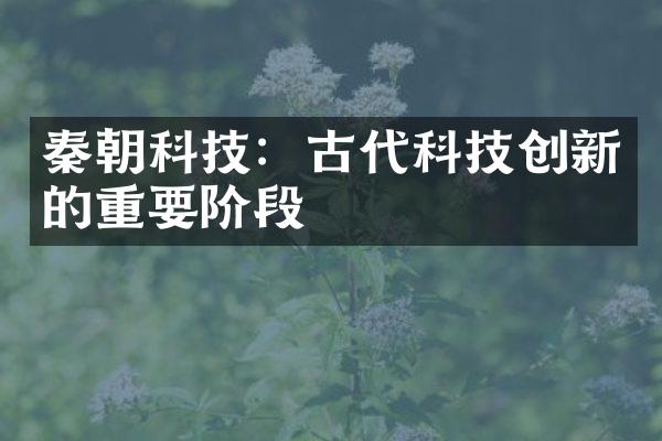 秦朝科技：古代科技创新的重要阶段