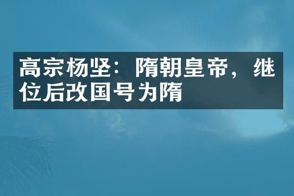 高宗杨坚：隋朝皇帝，继位后改国号为隋