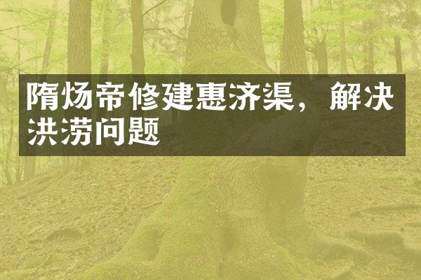 隋炀帝修建惠济渠，解决洪涝问题