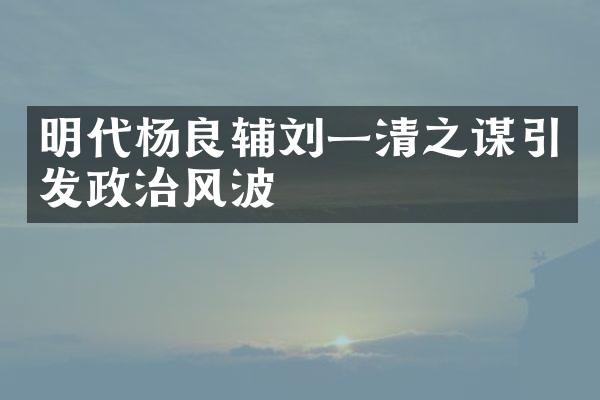 明代杨良辅刘一清之谋引发政治风波