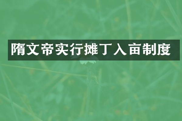 隋文帝实行摊丁入亩制度