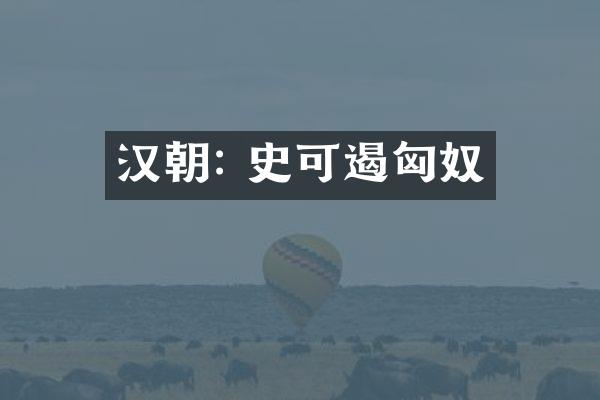 汉朝: 史可遏匈奴