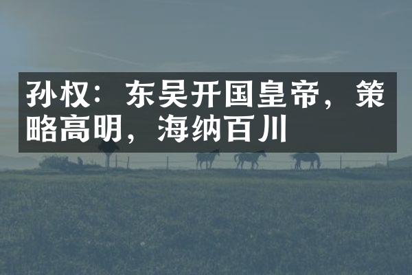 孙权：东吴开国皇帝，策略高明，海纳百川