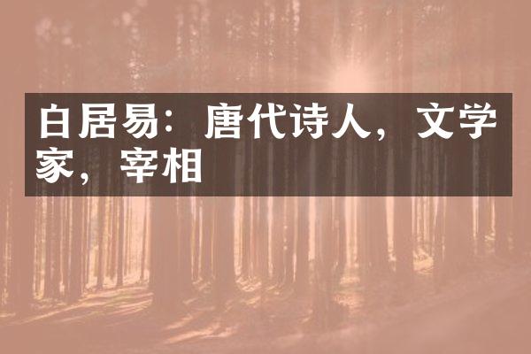 白居易：唐代诗人，文学家，宰相