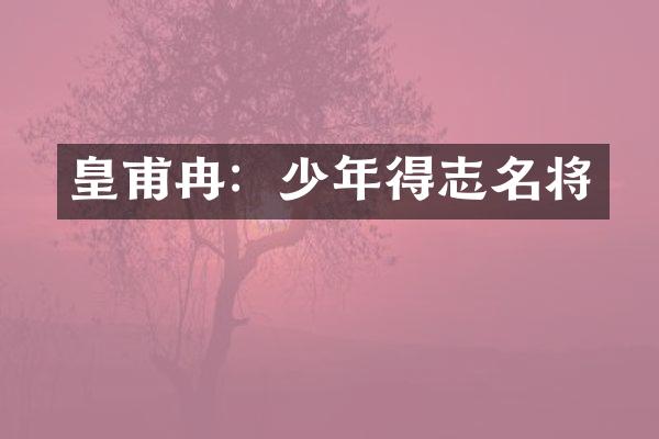 皇甫冉：少年得志名将