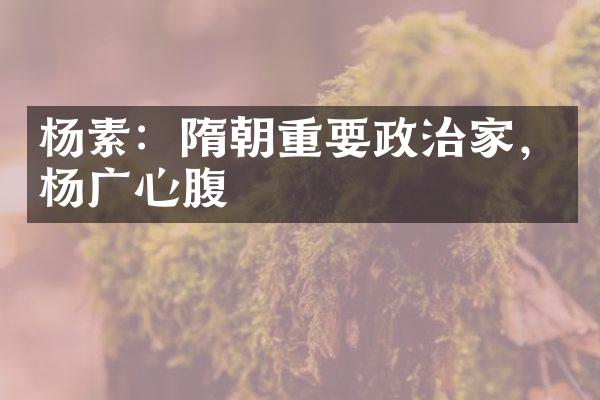 杨素：隋朝重要政治家，杨广心腹