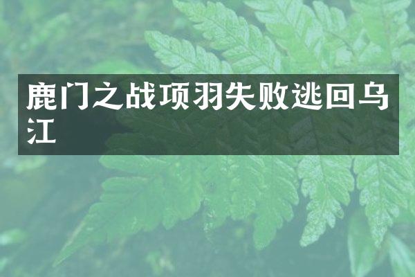 鹿门之战项羽失败逃回乌江
