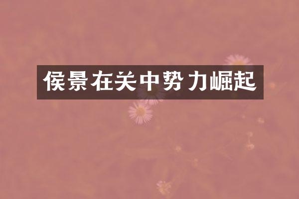 侯景在关中势力崛起