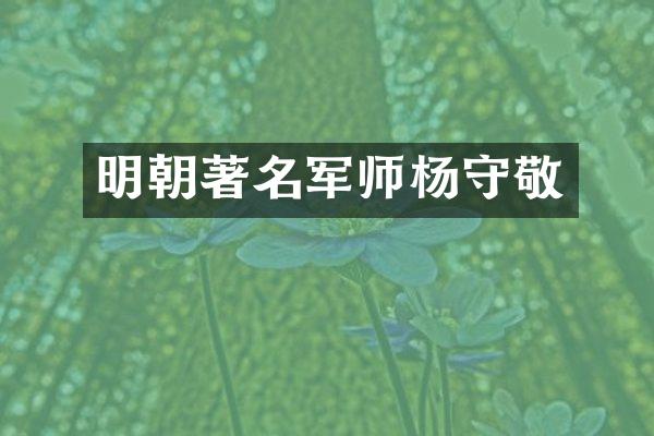 明朝著名军师杨守敬