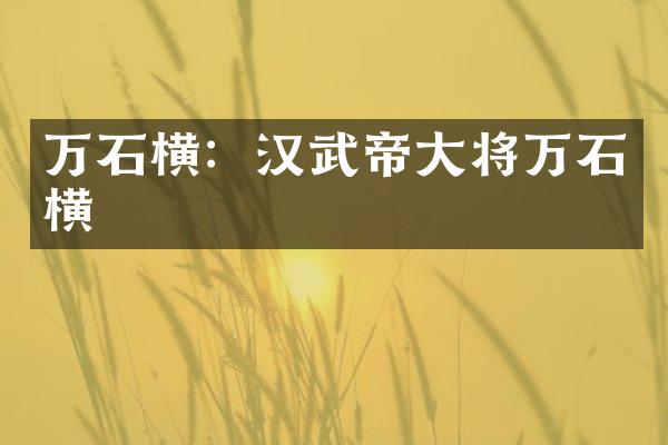 万石横：汉武帝大将万石横