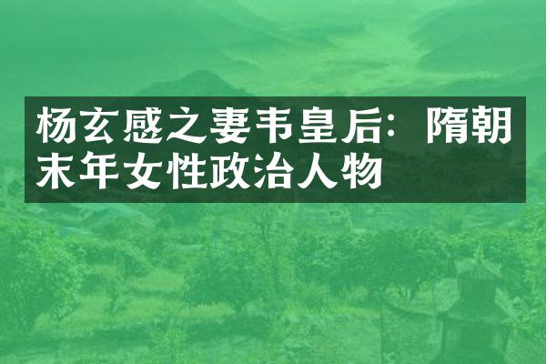 杨玄感之妻韦皇后：隋朝末年女性政治人物