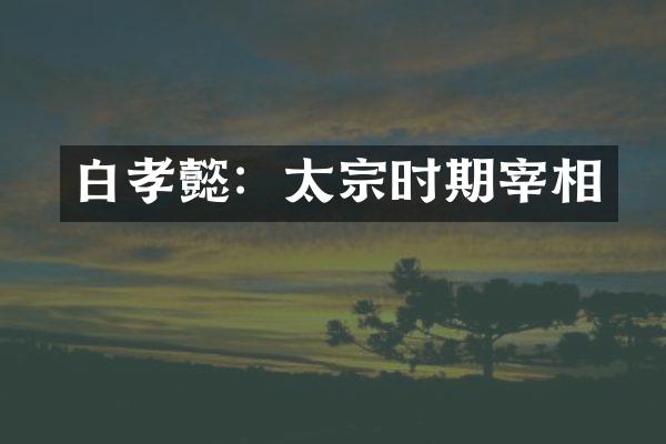 白孝懿：太宗时期宰相