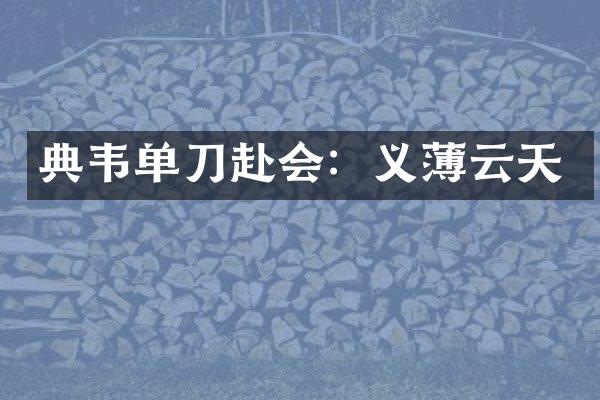 典韦单刀赴会：义薄云天