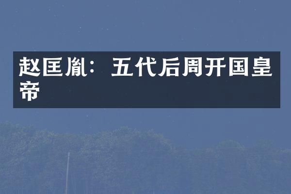 赵匡胤：五代后周开国皇帝