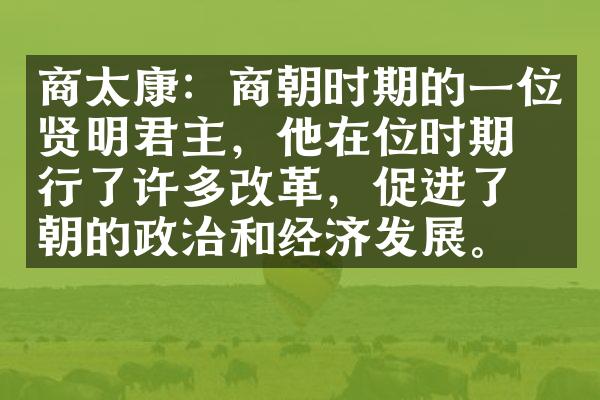 商太康：商朝时期的一位贤明君主，他在位时期实行了许多改革，促进了商朝的政治和经济发展。