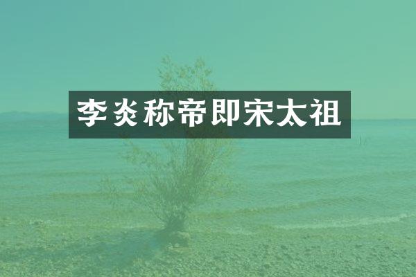 李炎称帝即宋太祖