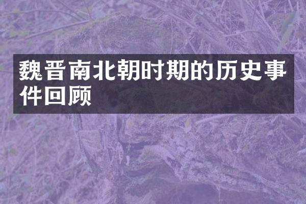 魏晋南北朝时期的历史事件回顾