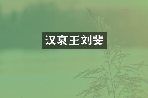 汉哀王刘斐