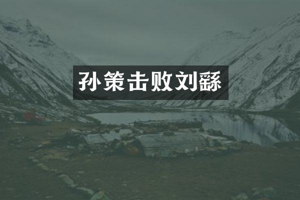孙策击败刘繇