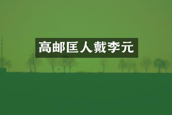 高邮匡人戴李元