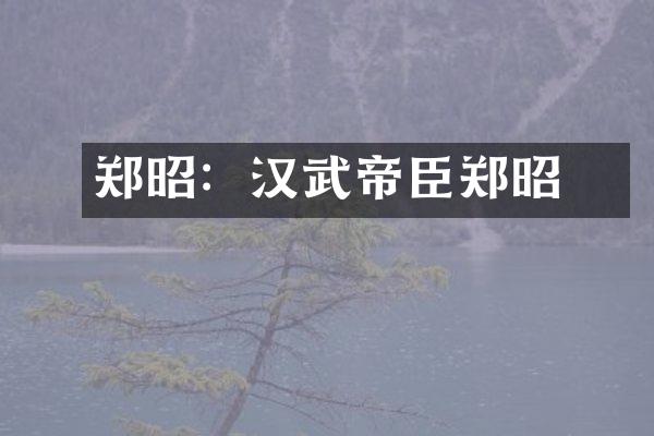郑昭：汉武帝寵臣郑昭