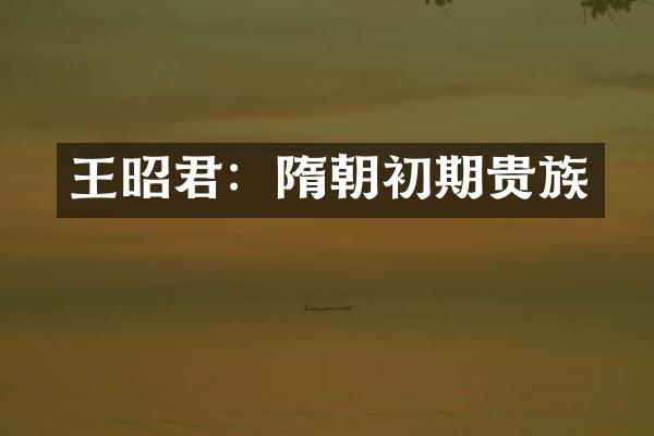 王昭君：隋朝初期贵族