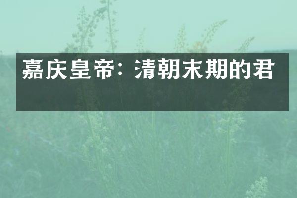嘉庆皇帝: 清朝末期的君主