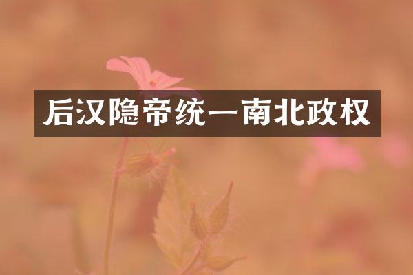 后汉隐帝统一南北政权