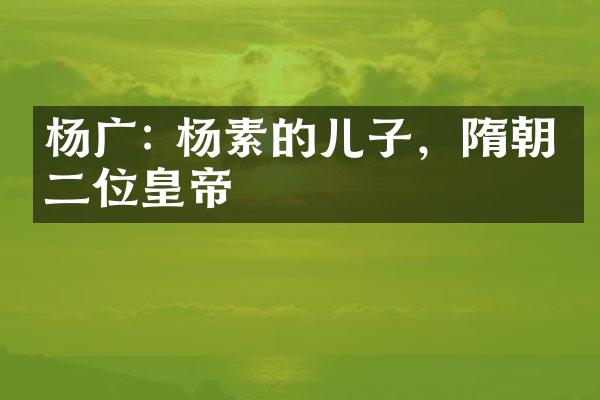 杨广: 杨素的儿子，隋朝第二位皇帝