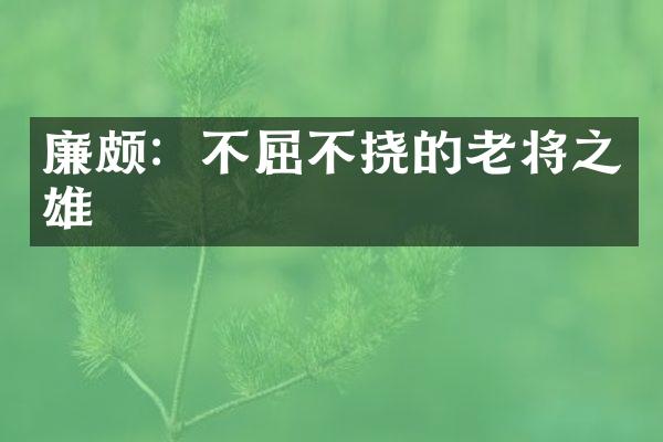 廉颇：不屈不挠的老将之雄