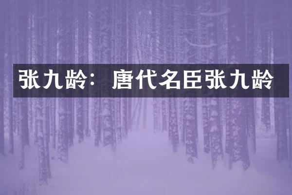 张九龄：唐代名臣张九龄