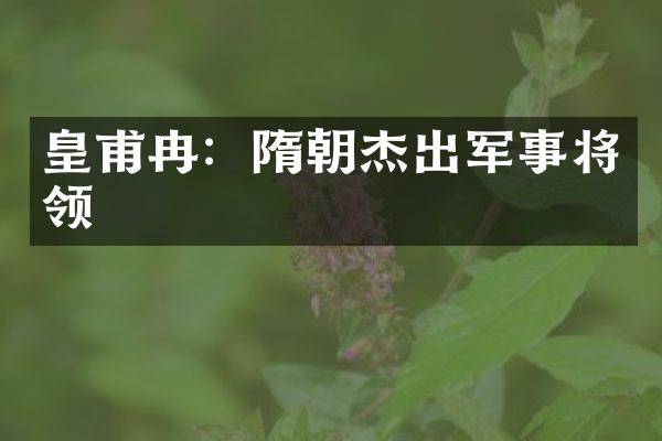 皇甫冉：隋朝杰出军事将领