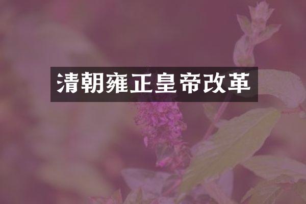 清朝雍正皇帝改革