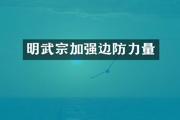 明武宗加强边防力量
