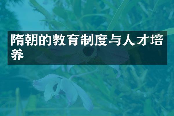 隋朝的教育制度与人才培养