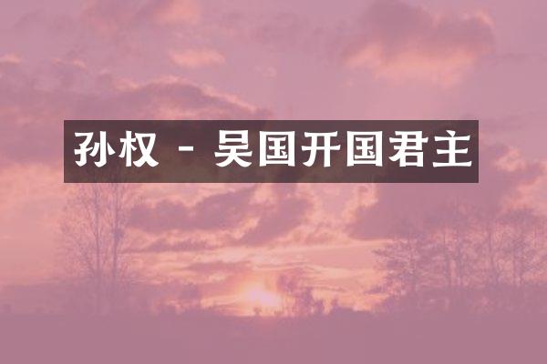 孙权 - 吴国开国君主