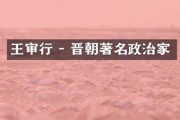 王审行 - 晋朝著名政治家
