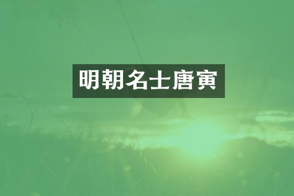 明朝名士唐寅
