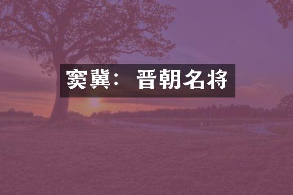 窦冀：晋朝名将