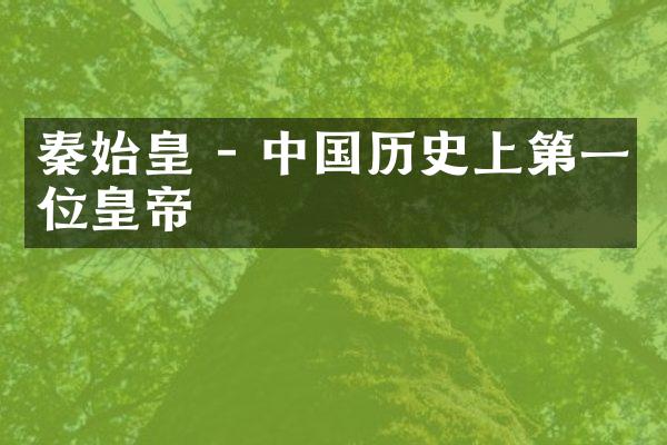 秦始皇 - 中国历史上第一位皇帝