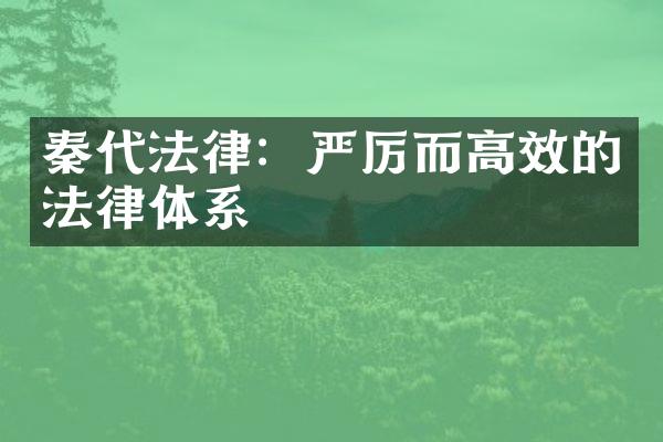 秦代法律：严厉而高效的法律体系