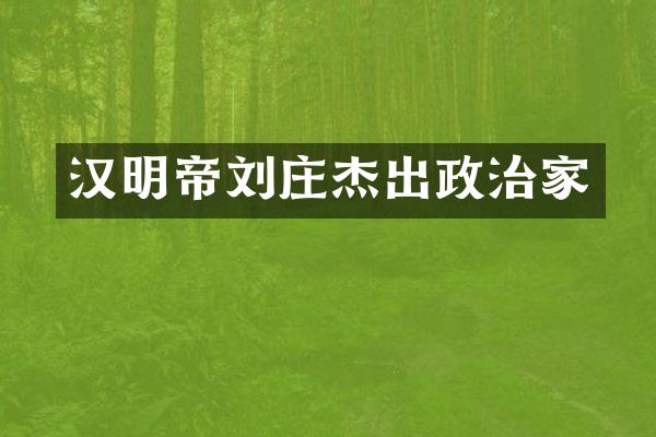 汉明帝刘庄杰出政治家
