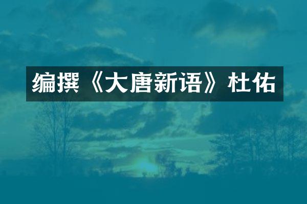 编撰《大唐新语》杜佑