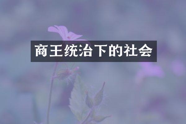 商王统治下的社会