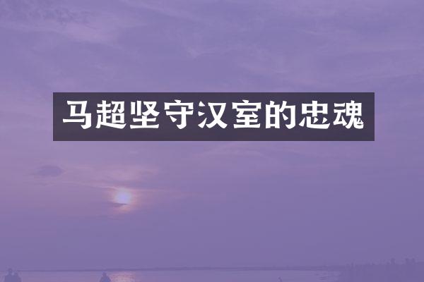 马超坚守汉室的忠魂