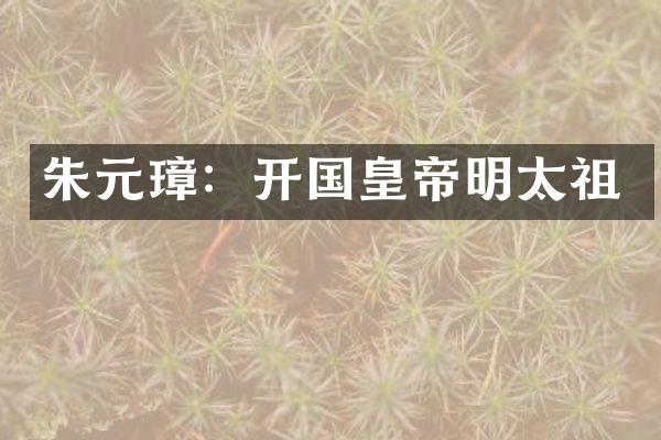 朱元璋：开国皇帝明太祖