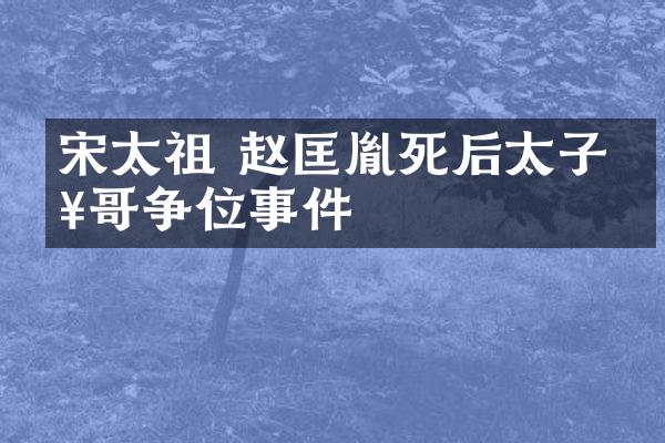 宋太祖 赵匡胤死后太子哥哥争位事件