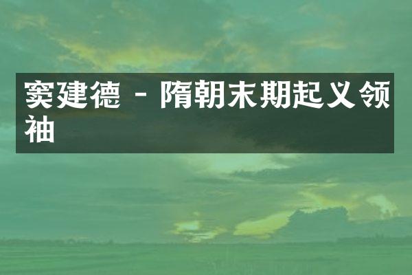 窦建德 - 隋朝末期起义
