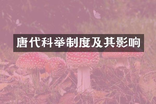 唐代科举制度及其影响