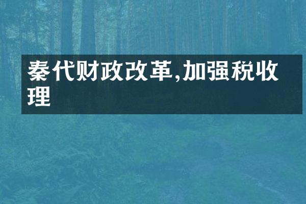 秦代财政改革,加强税收管理